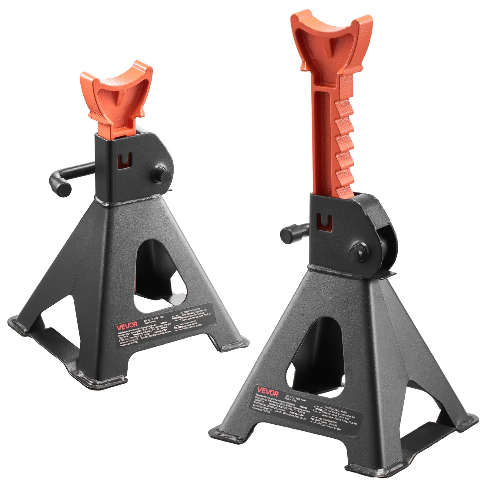 【summerfinds】VEVOR Jack Stands, 3 Ton (6,600 lbs) Capacity, 10.8-16.3 in Adjustable Height, Heavy Duty Steel Jack Auto Stands with Locking, for Lifting SUV, Pickup, Car and UTV/ATV, 1 Pair, Black and Orange