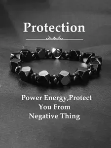 Natural Obsidian Agate Bracelet, Root Chakra Protection Stone, Men's Energy Jewelry, Confidence Boosting Gift, Stability Enhancer, Power Beads Bracelets