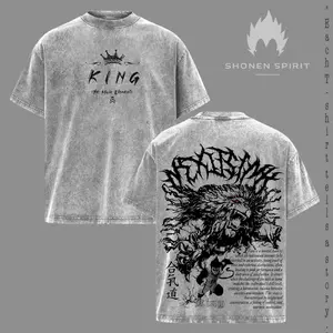 King Barou Blue Lock Vintage Washed T-Shirt, Egoist Striker King Tee, Barou Shoei Villain Aura Graphic Shirt, Dark Football Anime Style, Oversize Streetwear Soccer Tee, Predator Mentality Retro Design