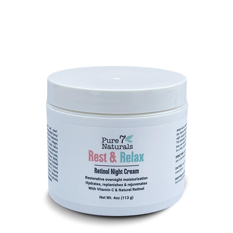 Pure 7 Naturals | Rest & Relax Retinol Night Cream for Fresh, Rejuvenated, & Age Defying Skin Evening Moisturizer