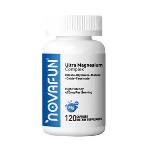 Novafun Ultra  Complex Capsules,  Citrate, Malate, Taurate, Oxide, Glycinate - 120 Counts, 60 Day Supply magnesium Supplement Dietary