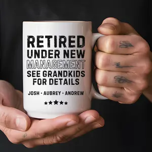 Funny Retirement Mug with Grandkids’ Names - Personalized Coffee Cup for Grandpa - Made-to-Order