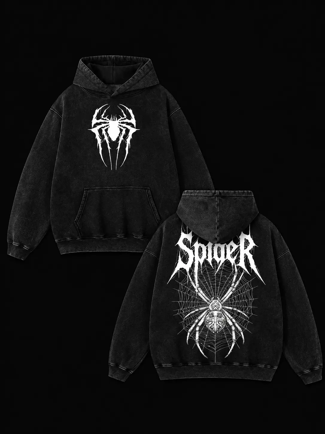 Shadow Weaver Acid Wash Oversized Hoodie
