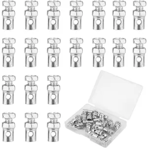 20pcs Universal 1/8" Clutch Brake Throttle Cable Ends, Go Kart Throttle Cable Stops Locks Repair Kit Bicycle Brake Cable Crimp Ends for Bike Motorcycles Scooters Lawn Mowers Tractors Parts Silver