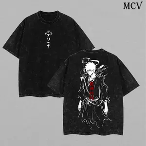 Ichigo Washed Tee – Bleach Oversized Anime T-Shirt, Heavy Cotton T-shirt