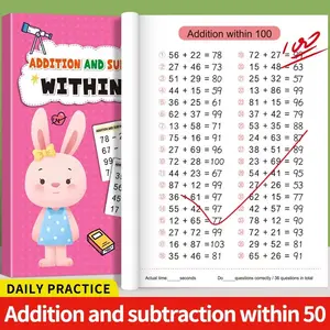Addition and Subtraction Math Learning Workbook, 1/4 Counts Children's Math Learning Book, Educational Supplies for Kids