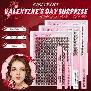 320Pcs Wispy Lash Clusters Kit Cluster Eyelash Extensions Natural Lash Extension Kit D Curl Fluffy Individual Eyelashes with Bottom Lashes Clusters Waterproof Clear Glue Remover Tweezers Brush Bond&Seal DIY at Home Makeup Cosmetic