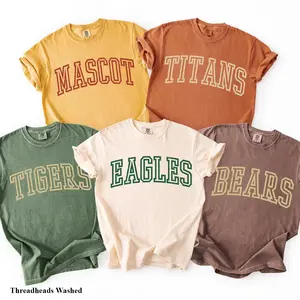 Comfort Colors Personalize University Varsity Mascot T-Shirt, Custom Name Gifts For Back To School, Team Mascot Shirt, School Logo Tee Top Womenswear Gift for Her