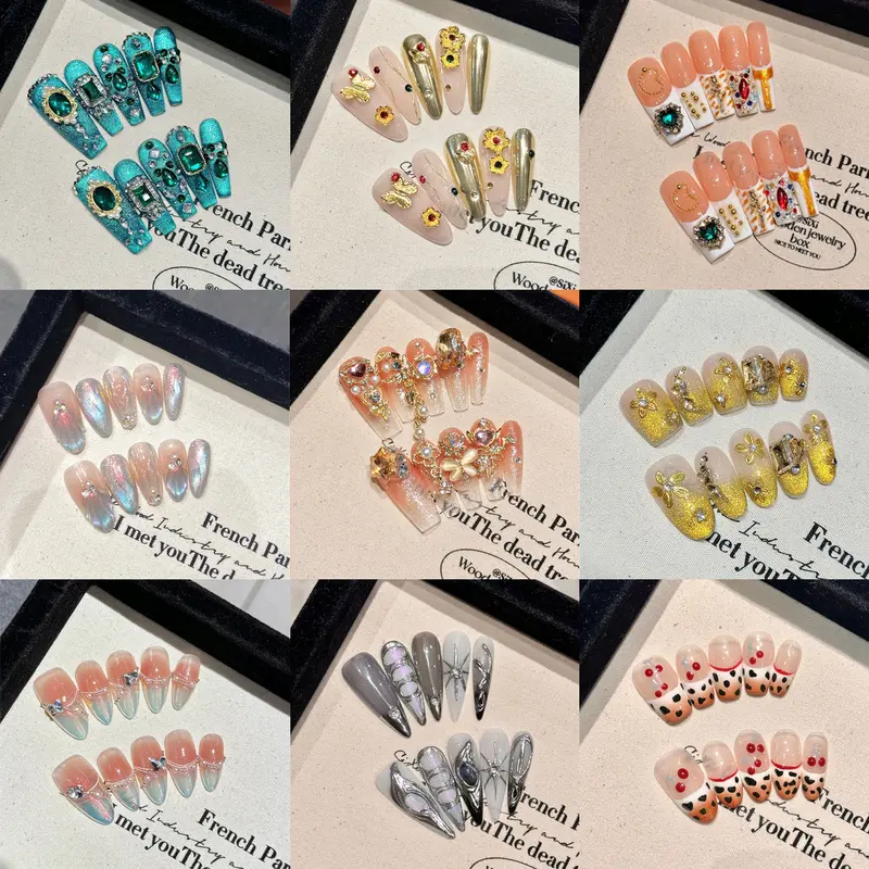 Acrylic Press on Nails, Handmade Craft 10PCS Reusable Nail Art Decoration Accessory for Women, Event-Ready Fast Home Manis Solution
