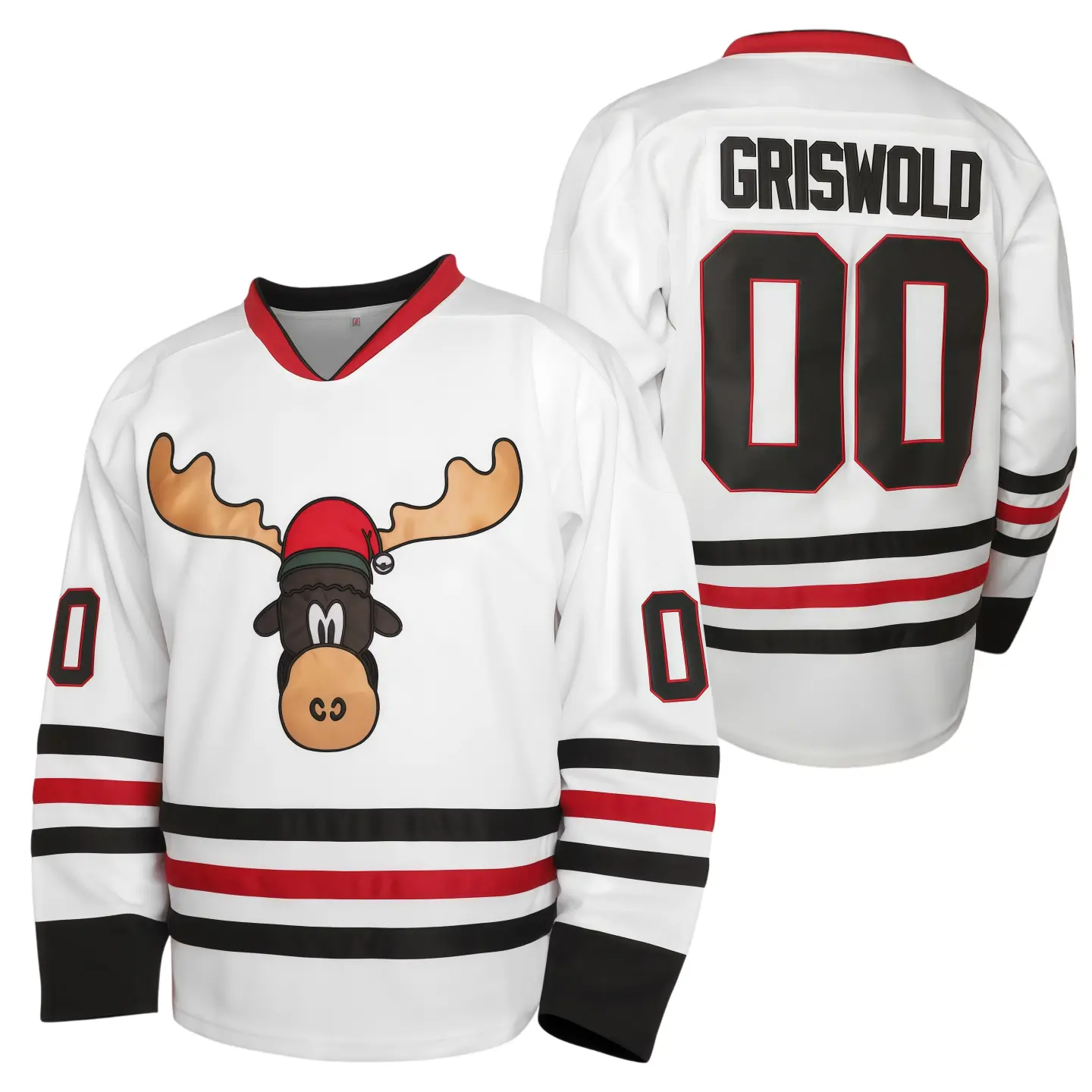 Griswold #00 Movie Christmas Hockey Jerseys Stitched Letters and Numbers S-3XL Embroidered Sportswear Casual Training Long Sleeved Tops White,Gift for Game Day
