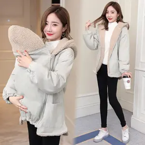 Detachable Women Maternity Baby Carrier Hoodie Jacket with Zipper Kangaroo Coat