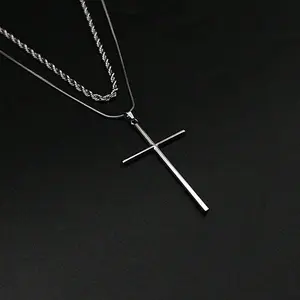 Women's Niche Light-Luxury High-End Minimalist Stainless Steel Multi-Layer Stacked Cross Necklace Ideal Birthday Gift for Friends