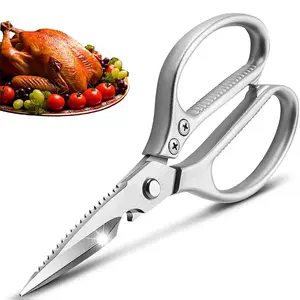 1 Pack Multi-Function Kitchen Scissors Heavy Duty Sharp 304 Stainless Steel, Sliver Apartment Kitchen Accessories Cooking Shears for Chicken Meat Fish Poultry(Sliver)