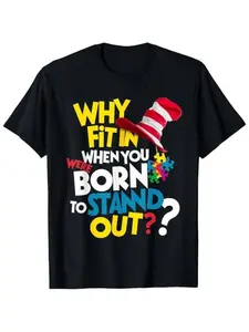 Autism Awareness T-Shirt, Summer, Why Fit in Design, Ideal Gift for Autism Individuals & Supporters, Comfortable Daily Wear, Loose-Fitting, Casual Style