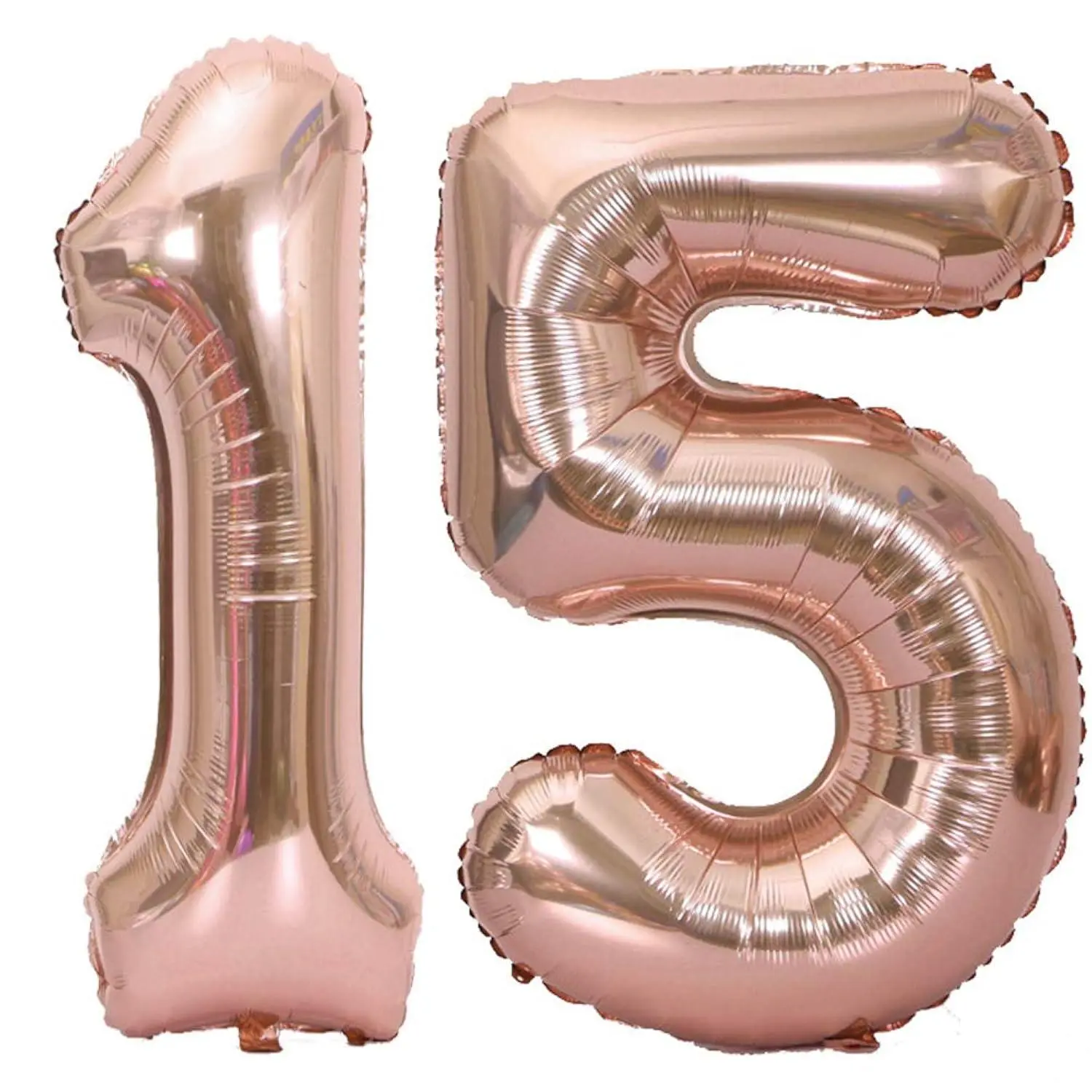 Number 15 Balloons, 15Th Birthday Party Decorations Supplies Sign For Girls, Rose Gold, 40 Inch