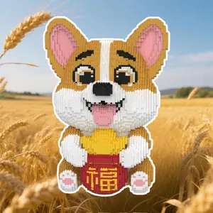 7800pcs Corgi Animal 3D Puzzle Building Block Set, Creative Room Decor Gift for Birthday Halloween Valentine Christmas Holiday DIY Craft Lover