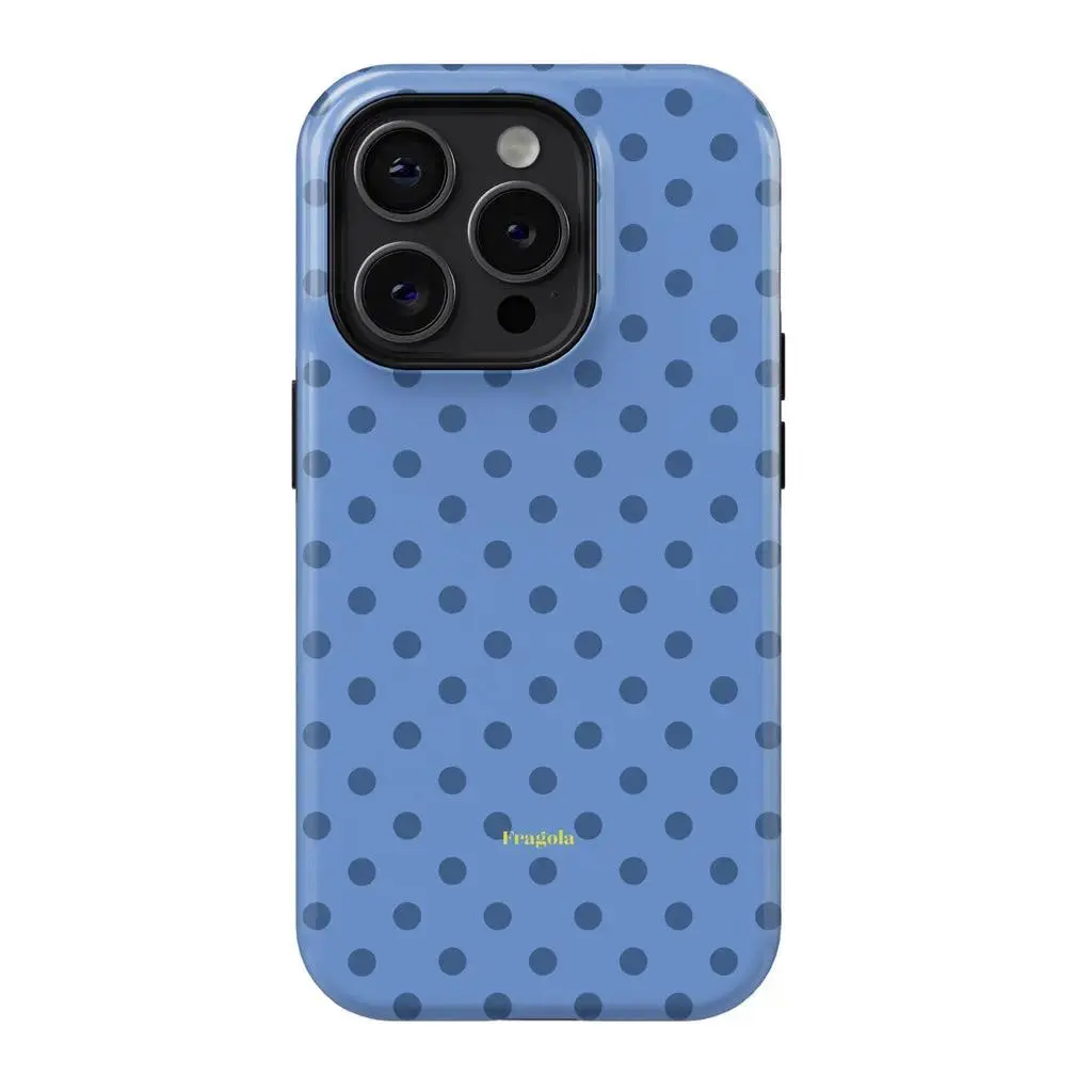 Light Sky Blue Navy Polka Dot 2‑in‑1 Phone Case — Compatible with Samsung S26/S25/S24/S23/S22/S21, iPhone 17/16/15/14/13/12/11 phone cases. Drop‑Resistant, Non‑Slip, and Fade‑Resistant. The Perfect Gift for Fresh and Minimalist Style Lovers.