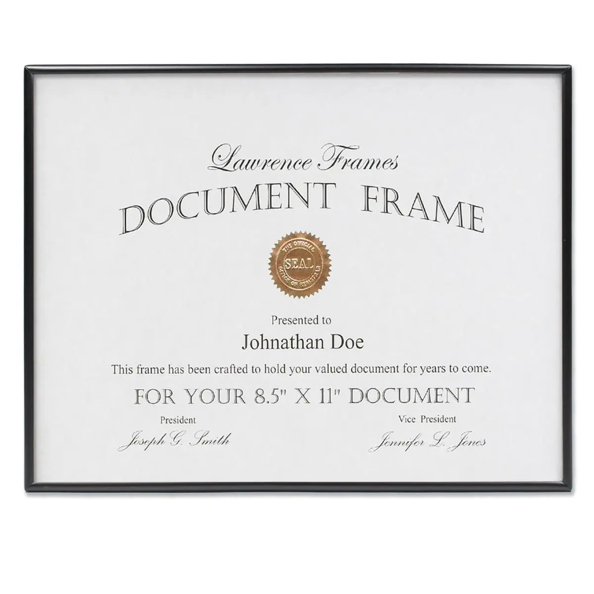 LawrenceFrames 660081 8.5x11 in. Contemporary Rectangular Black Metal Picture Frame - Tabletop/Wall Mountable, Velvet Back, 1.15 lbs