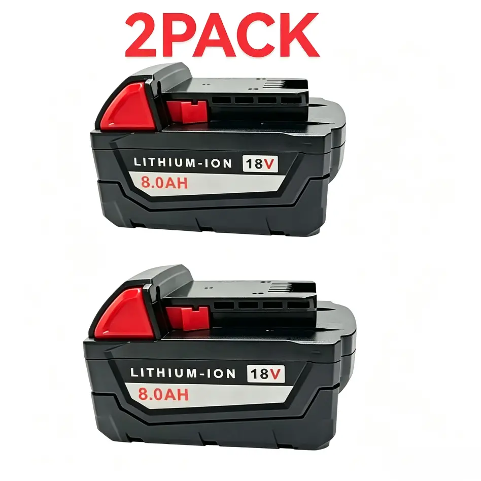 2-Pack Milwaukee Replacement battery M18 Compatible 18V 8.0AH Lithium Ion Power Tool Batteries - High-Quality Alternative for Construction, DIY Crafts, Cutting Tasks, Lithium Ion Battery