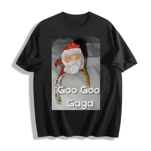Goo Goo Gaga Santa Meme Graphic Tee Pure Cotton Casual Streetwear Unisex Menswear Top for Daily Outings Anime Fans & Meme Lovers Christmas & Halloween Gift Shortsleeve T-Shirt T-Shirt