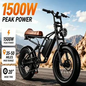 1500W Peak Power Electric Bike, 27MPH Fast Speed, 35-50 Miles Range, 20” Fat Tire E-Bike for Adults