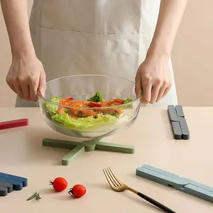 Foldable Silicone Heat Insulating Pad, Cross-Shaped Heat Resistant Trivet, Non-Slip Space-Saving Bowl Mat, Protects Kitchen Countertop, Dishwasher Safe