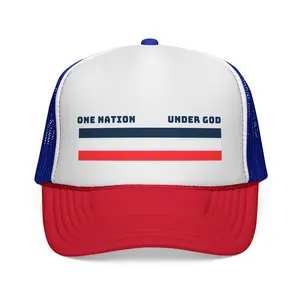 One Nation Under God Trucker Cap | Patriotic Christian Striped Mesh Hat