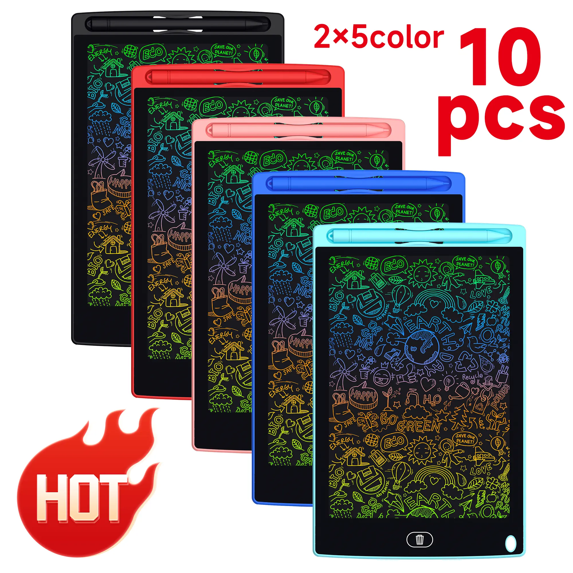 10 Pack LCD Writing Tablet for Kids, 8.5 Inch Colorful Doodle Board Drawing Tablet, Erasable Doodle Pad for Toddlers, Educational Learning Toys Birthday Gifts for Boys Girls Age 3 4 5 6 7 8