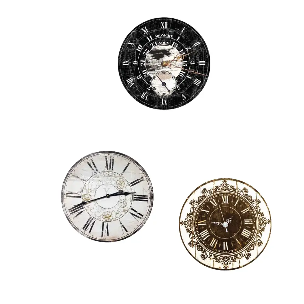 Prima Middy Adhesive Stickers - Vintage Analog Clock Decoration Transfers, 3 Sheets, 8.5"x11" ABS Decoration Items, Indoor Use, Product Code 655350659257