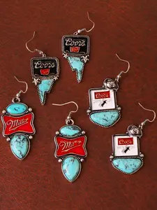 Bohemian Western Style Turquoise Earrings, Vintage Drop Earrings, Daily Wear, Party Jewelry, Perfect Gift for Cowboy Lovers