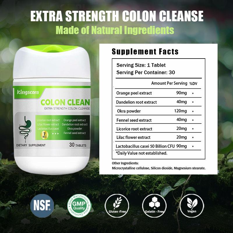 Kingscom Advanced Colon Cleanse -  Gut Health & Detox Support |Gut and Colon |  with Okra Fiber Formula & 60 Billion Probiotic- Support Bloating, Digestion & Immune Support for Men & Women  30 capsules  Healthcare Optimum Fitness