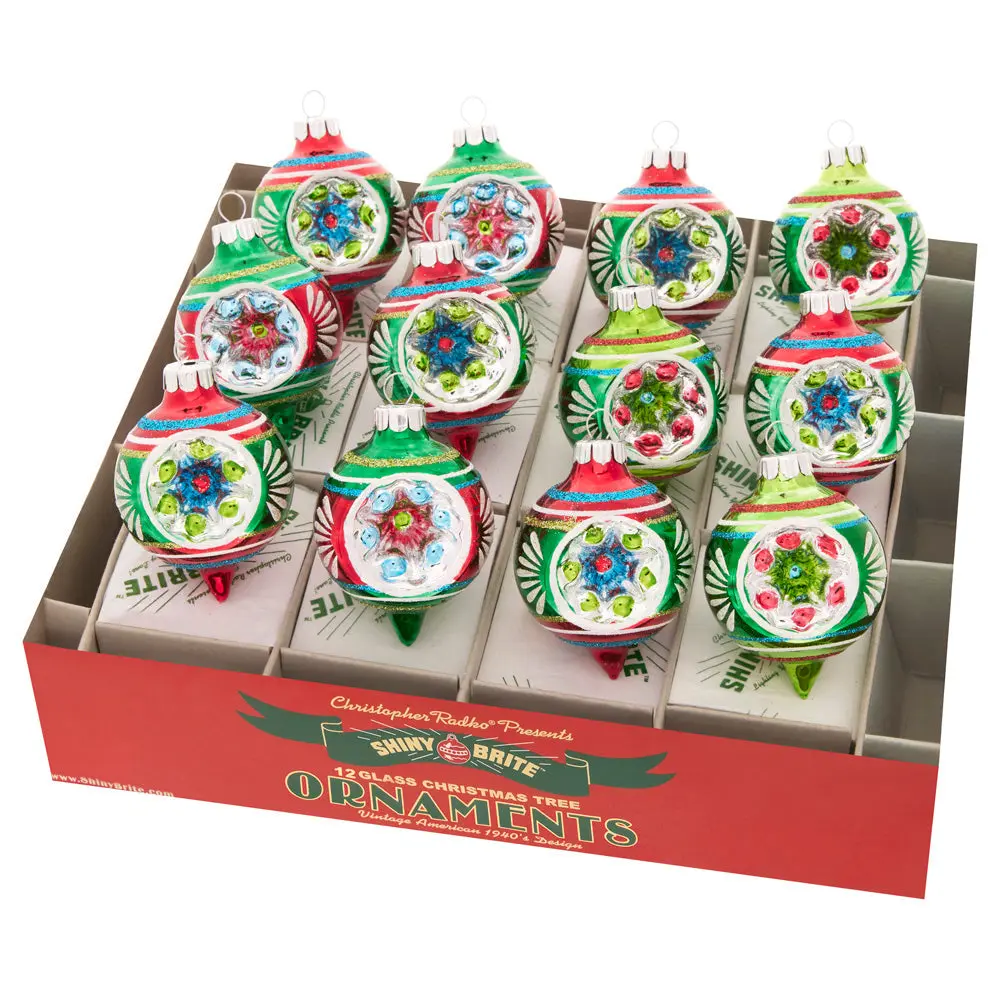 Holiday Splendor Colorful Tree Ornaments, 12-Count 1.75" Decorated Reflector Rounds, Festive Decoration That Adds Color to Your Tree, Christmas Decor