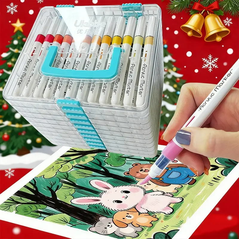Christmas Atmosphere Art Creation Pens, Art Marker Set, 72/120 Colors, Liquid Soft Tip Design, Waterproof Acrylic Material, Washable, Ideal for Holiday Doodles, Art Craft Supplies