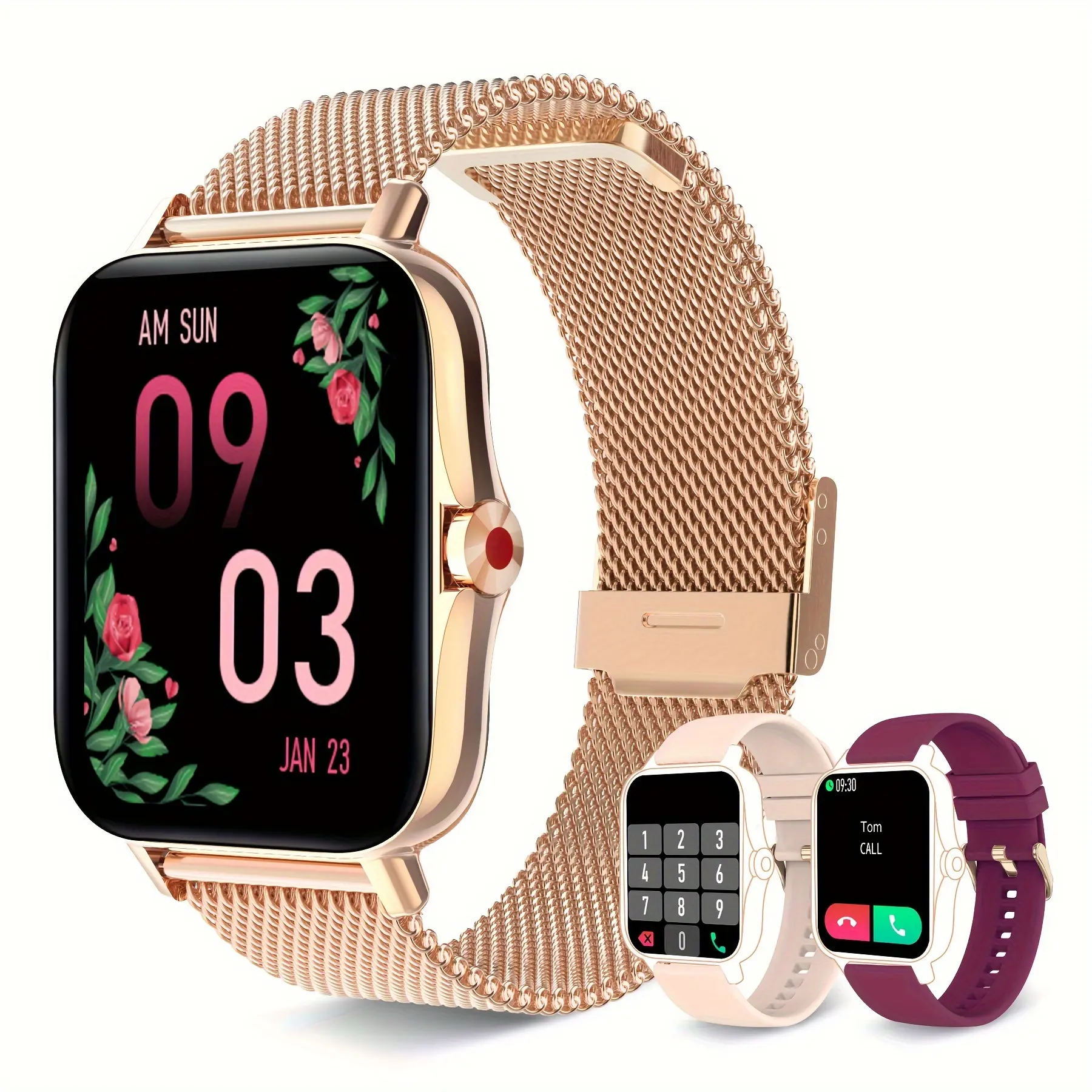A women's smartwatch compatible with both iPhone and Android phones, equipped with a health tracker/message review/assistant/multi sport mode/music playback watch, making it a great gift for women Devices Wearable