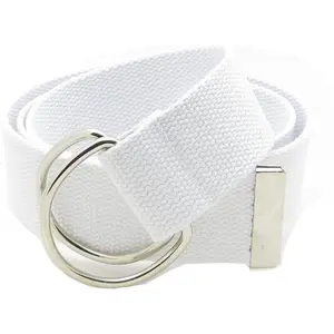 Canvas Web Belt Double D-Ring Buckle 1.5" Wide with Metal Tip Solid Color