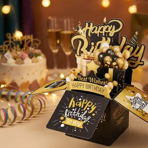 3D Birthday Card with Envelope, Cartoon Flower Theme, Laser Cut Durable Card, Fun Party Card, General Occasion Letter Card