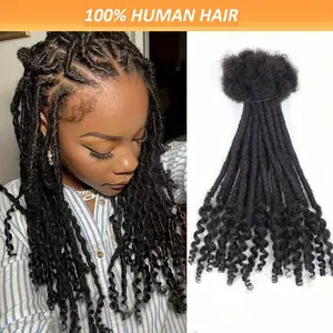 Hot Wholesale Handmade 0.24inch Wide Permanent Dreadlock Extensions Human Hair - Afro Kinky Curly Ends Locs, Full Human Hair Natural Black Color Extensions for Women & Men, Unisex Dreadlock Extensions for All Ethnicities, Hair Extensions, Natura