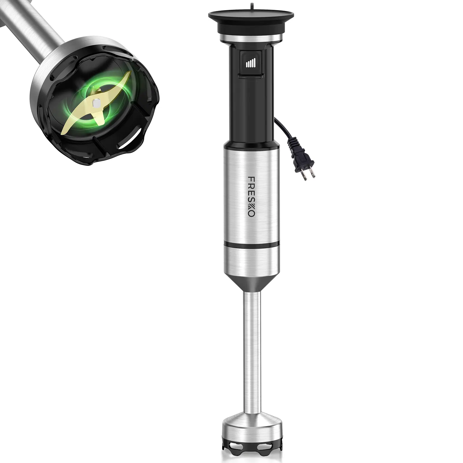 FRESKO Corded Portable Stick Immersion Blender, Handheld Blender with Trigger Variable Speed, Anti-Scratch Stainless Steel Shaft for Soups, Baby Food, Portable Blender, Stick Blender