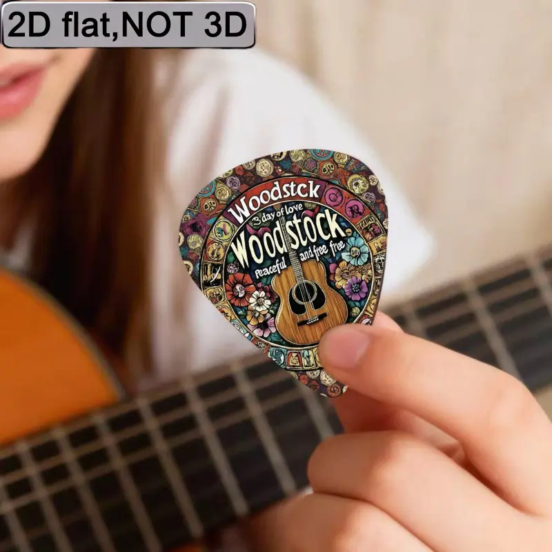 Summer & Easter Gift Set, 2D Flat Style Guitar Picks, Woodstock Theme, Flowers, Peace Symbol, for Guitar, Bass, Koto, Mandolin, Music Accessories