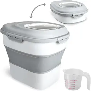 Cereal Rice Storage Containers, 20 to 50Lbs Collapsible Dry  Dispenser Bins with Airtight Flip Lid Rolling Wheel, Kitchen Pantry to Store Sugar Flour,  Pet   Holder Container