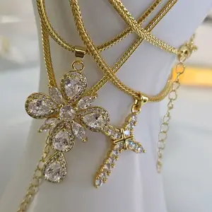 Beautiful Cross Necklace 18"+ extension in 18k gold-plated