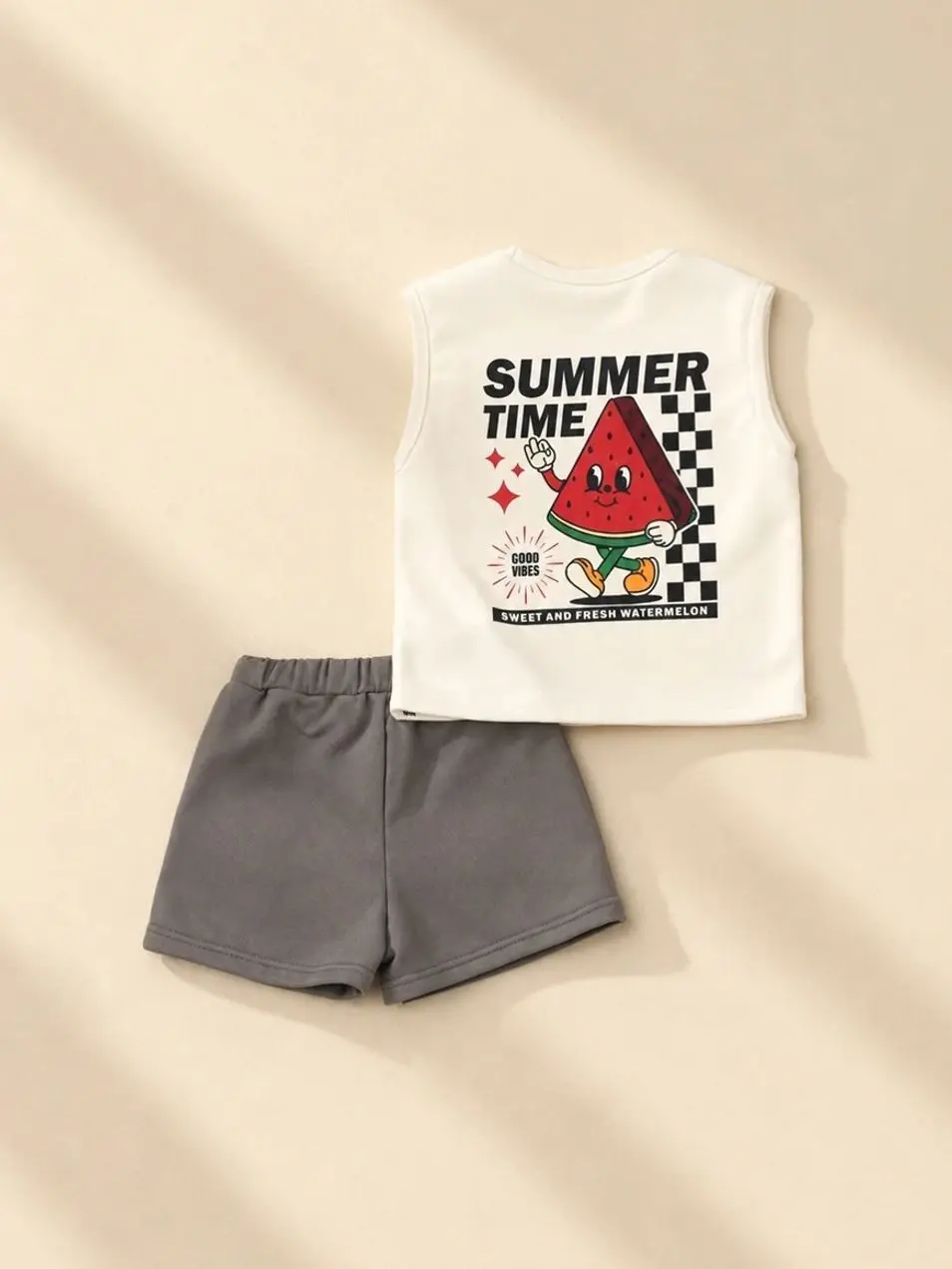 Cute clothes set - Boys Watermelon Graphic Tank Top and Shorts Set, Breathable Summer Sleeveless Outfit for Beachwear and Casual Play kids clothing boys kids stuff boys clothing kid stuff for boys boy gifts