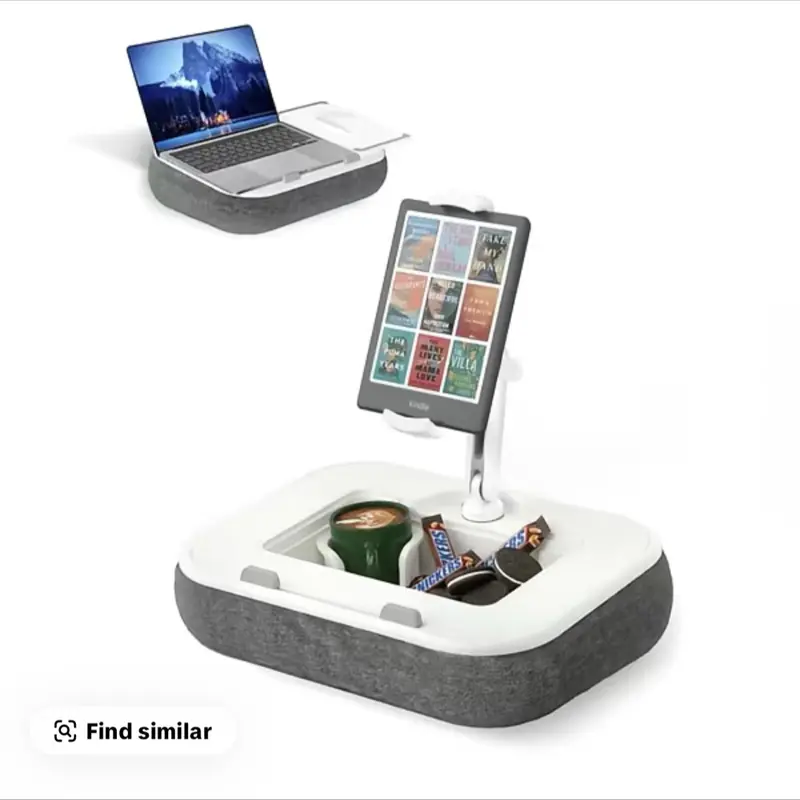 Viozon Adjustable Arm Kindle Pillow Stand with Snack Bowl, Tablet & Computer Accessories for 4.7-13 Inches Devices, Fits 4.7-13" iPad & Up to 15" Laptop, Hands-Free Lap Desk for Bed, Couch (for Readers)