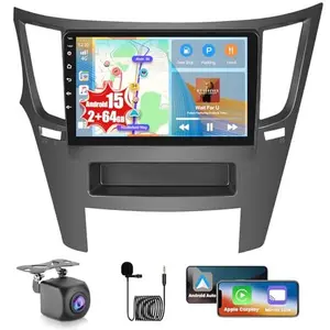 Android 15 2+64G Car Radio for Subaru Legacy Outback 2010-2014 with Wireless CarPlay Android Auto, 9 Inch Touch Screen Car Stereo with WiFi GPS Bluetooth FM/RDS EQ 26UI AHD Backup Camera
