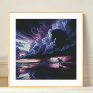 Landscape Pattern Cross Stitch Kit, 11CT Cross Stitch Printed Canvas, DIY Cross Stitch Kit for Home Decor, Wall Art, Home Decor