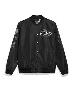 Dark Wrestling Tribute Varsity Jacket, Gothic Pro Wrestling Bomber, Collector Urban Streetwear, Dedicated Sports Fan Apparel