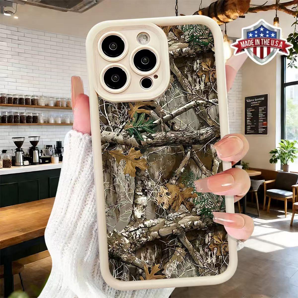 Cool Woodland Camouflage Pattern Aesthetic Case for iPhone 17 16 15 14 Pro Max 13 12 11 XR XS Plus Air Slim  Shockproof Anti Drop Protective Durable TPU Cover