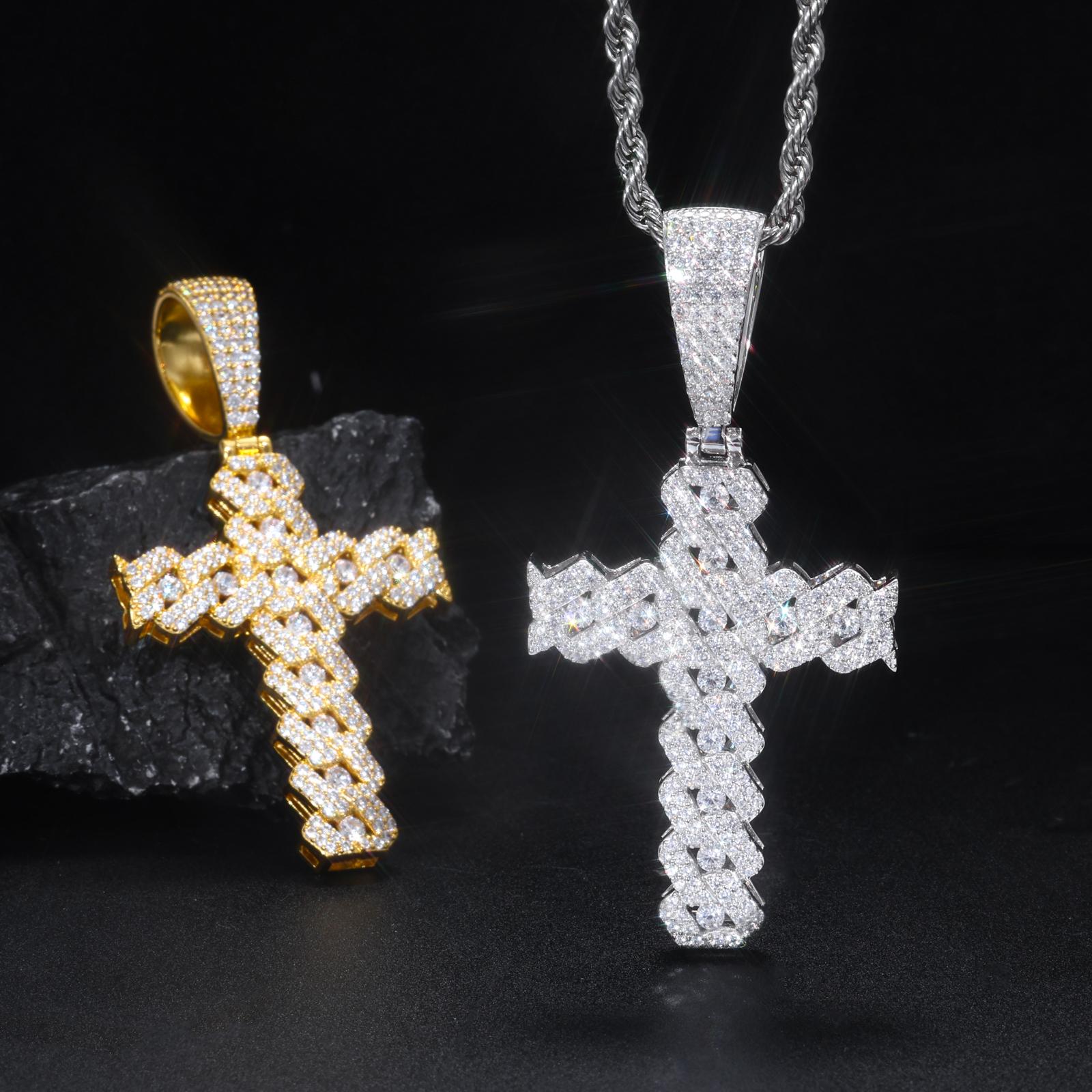 【#P794】Cross Pendant UCCIYO Lab-Created Moissanite S925 Sterling Silver Moissanite Pendant Necklace For Women Men Hip Hop Jewelry Gift