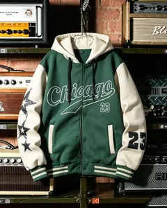 Men’s hooded varsity jacket print. Vintage-inspired, soft fleece interior, classic ribbed trim, and functional pockets. Elevate your casual/urban look with this must-have piece. Limited stock, order today