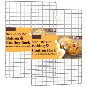 Cooling Racks for Cooking and Baking - 2 PCS 10" x 15" Grid Wire Baking Rack for Oven Cooking, Baking, Grilling, Roasting -Dishwasher Safe Bacon Rack- Fits Jelly Roll Cookie Sheet Pan